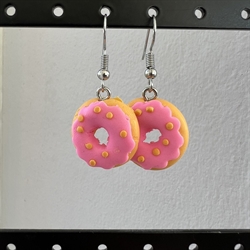 Doughnuts med lyserød glasur - øreringe