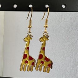 Giraf gul med røde prikker - øreringe
